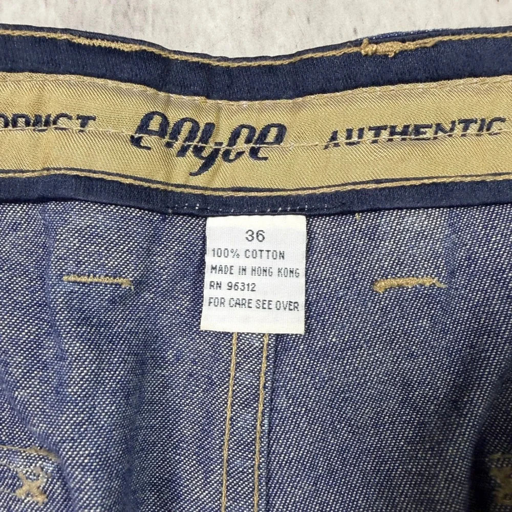Enyce Mens Baggy Denim Cargo Shorts Blue Dark Wash Streetwear Size 36 Vintage